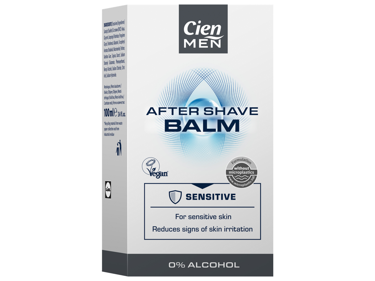 Balsam after shave Cien Men Sensitive, vegan, fără alcool.