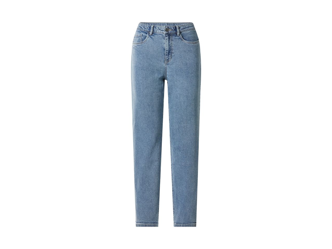Lyseblå denimjeans med høj talje og lige ben.