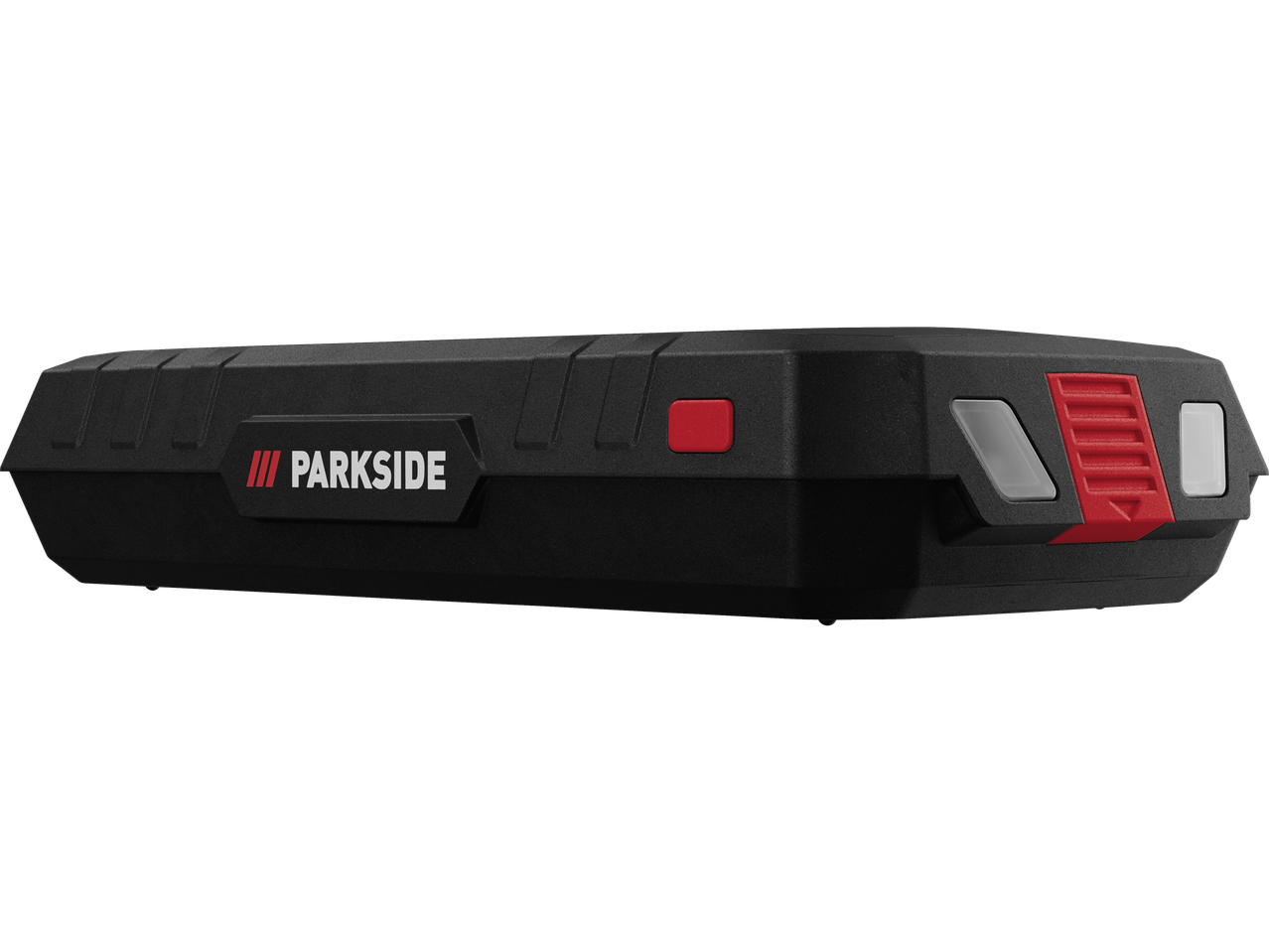 Parkside akkumulátoros szerszám, fekete és piros.