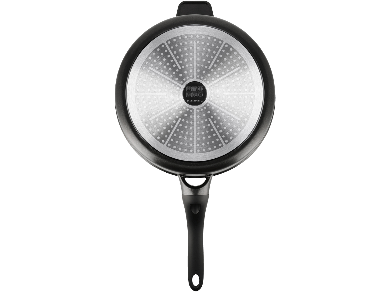 Fundo da frigideira Silvercrest® Aluguss-Schmorpfanne com pega em fundo preto.