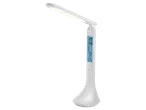 Lampă de birou LED cu ceas și termometru digitale.