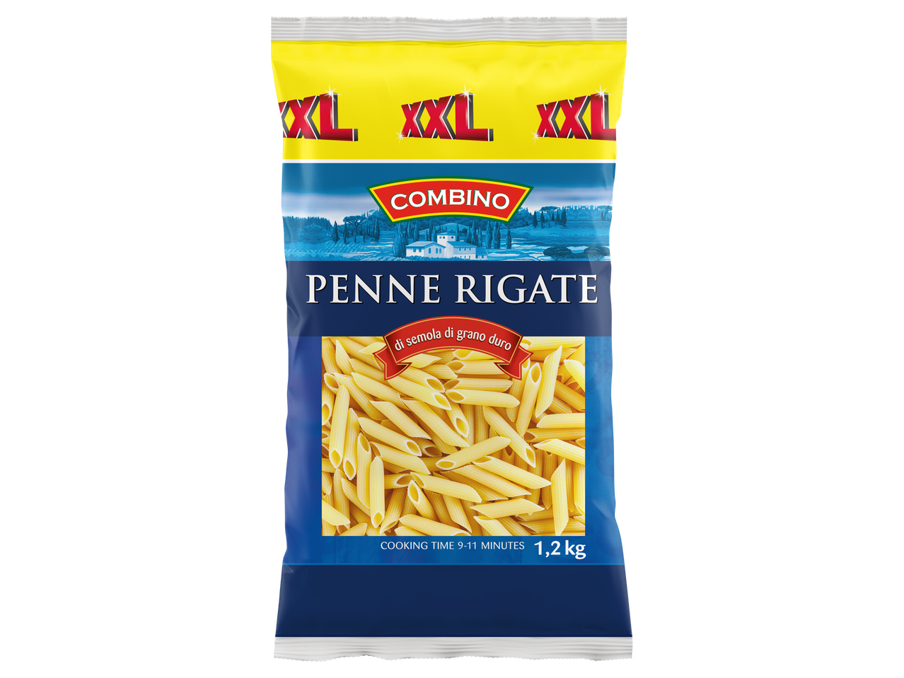 Combino XXL Penne Rigate pasta, 1.2kg bag.