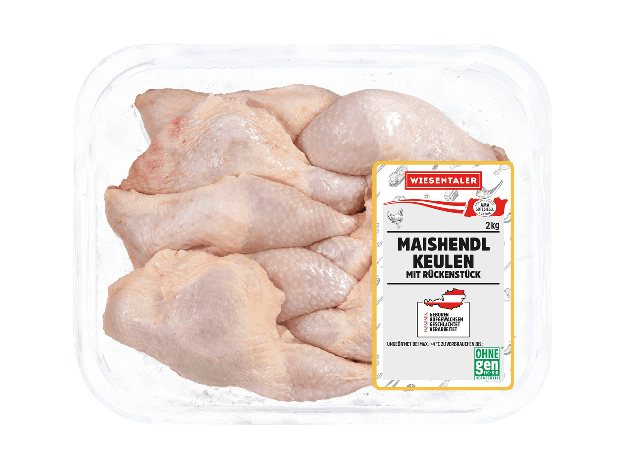 Wiesentaler Maishendl Keulen mit Rückenstück, 2 kg, ohne Gentechnik hergestellt