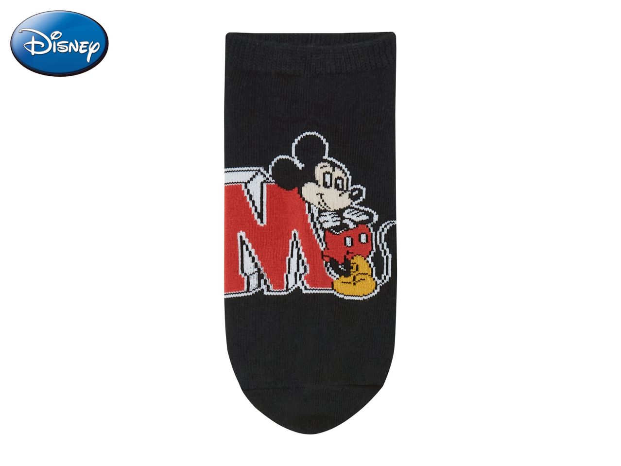 Disney Mickey Mouse ankle socks with 'MR' logo.