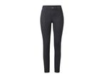 Dark gray skinny jeans with a single button closure