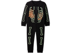lupilu® Pijama: salopetă neagră pentru copii cu model schelet și pânză de păianjen fosforescente