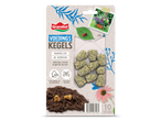 Verpakking met 10 voedingskegels voor planten in pot, met instructies en afbeeldingen van planten.