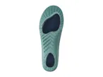 A teal-colored insole with a textured surface and dark blue heel pad.