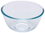 Transparante Pyrex glazen kom, ideaal om te bakken of te meten.