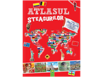 Atlasul steagurilor lumii cu autocolante, animale și obiective turistice.
