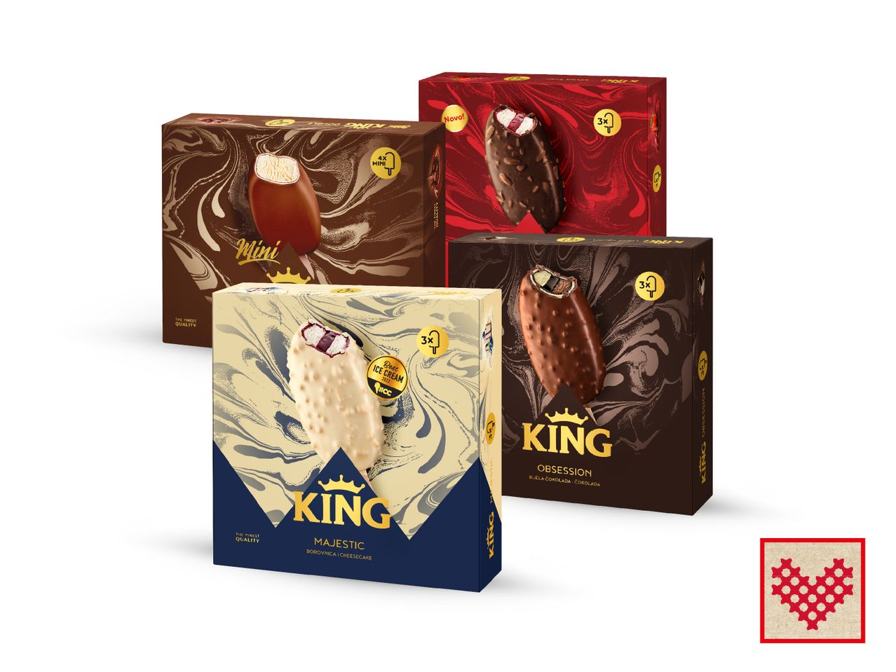 Tri okusa King sladoleda: Mini, Majestic i Obsession.