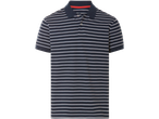 Prugasta mornarsko plava i bijela polo majica.