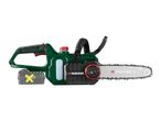 Cordless chainsaw with a battery pack, shown on a white background.