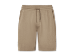 Beigefarbene Joggingshorts mit Kordelzug.