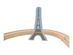 Wooden toy Eiffel Tower and train track