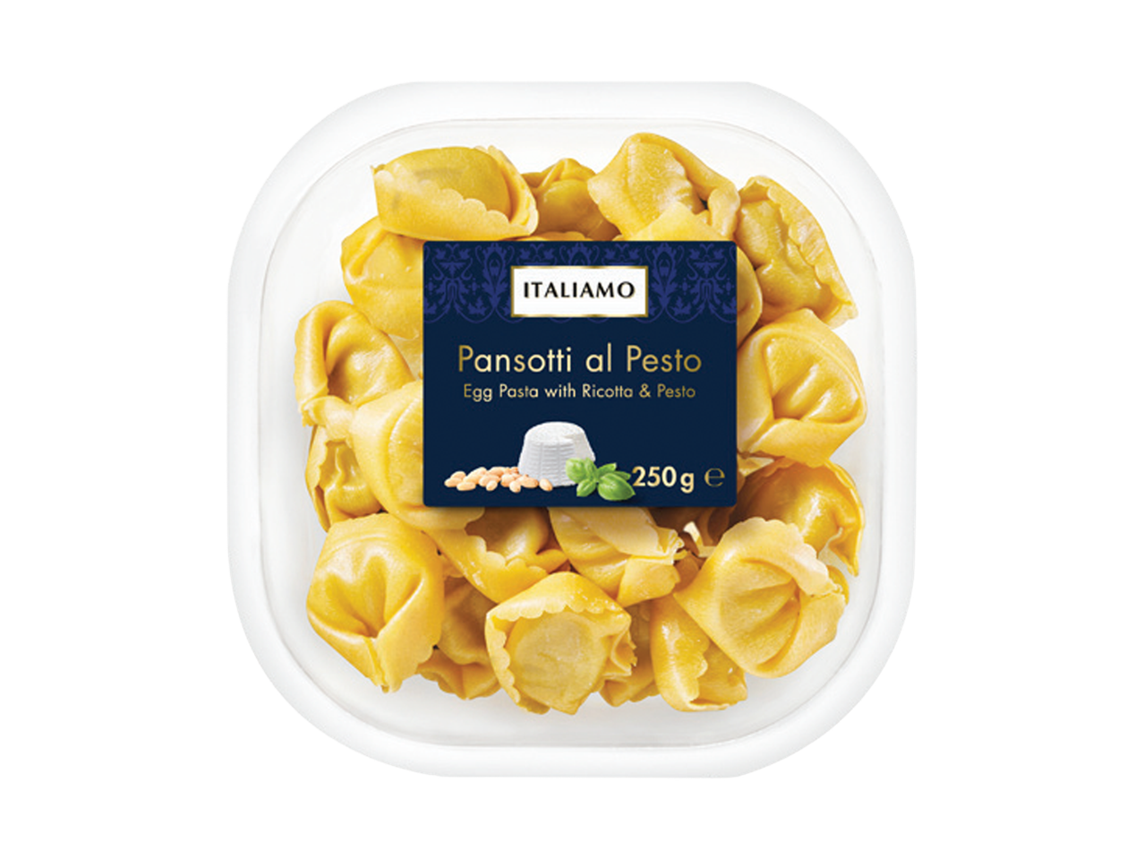 Pakovanje pansotti testenine sa pestom, rikotom i pinjolima, 250g.