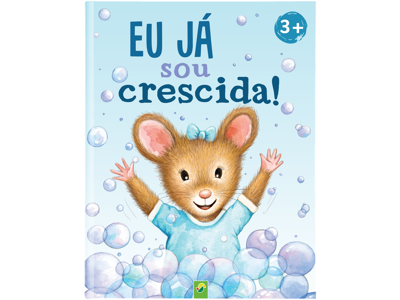 Capa de livro com um rato em bolhas e o título 'EU JÁ SOU CRESCIDA!'