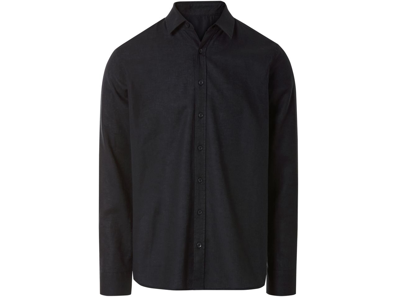 Camicia nera a maniche lunghe con bottoni.