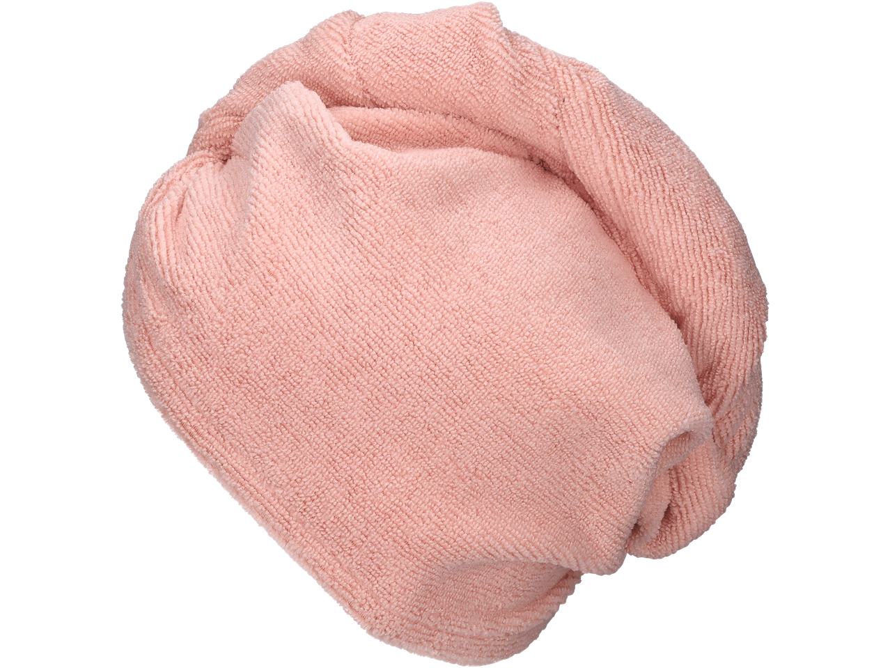 Turbante de cabelo rosa Livarno com botão, dobrado.
