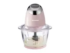 A pink SilverCrest food chopper with a glass bowl containing a white substance.