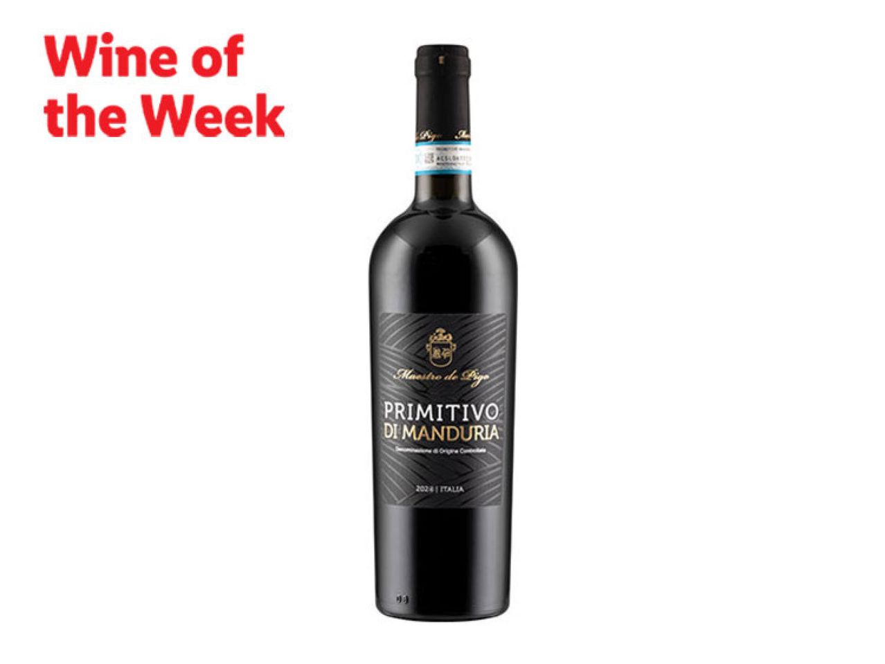 Wine of the Week: Maestro de Pajo Primitivo di Manduria red wine bottle