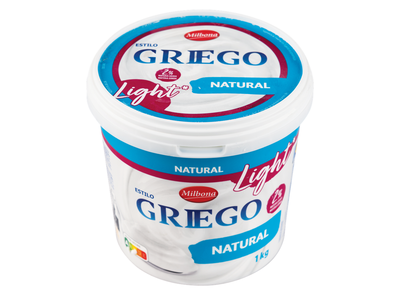 Iogurte grego Milbona, light, natural.
