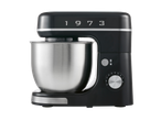 A black Silvercrest 650W Stand Mixer with a stainless steel bowl and a dial with numbers 0-8.