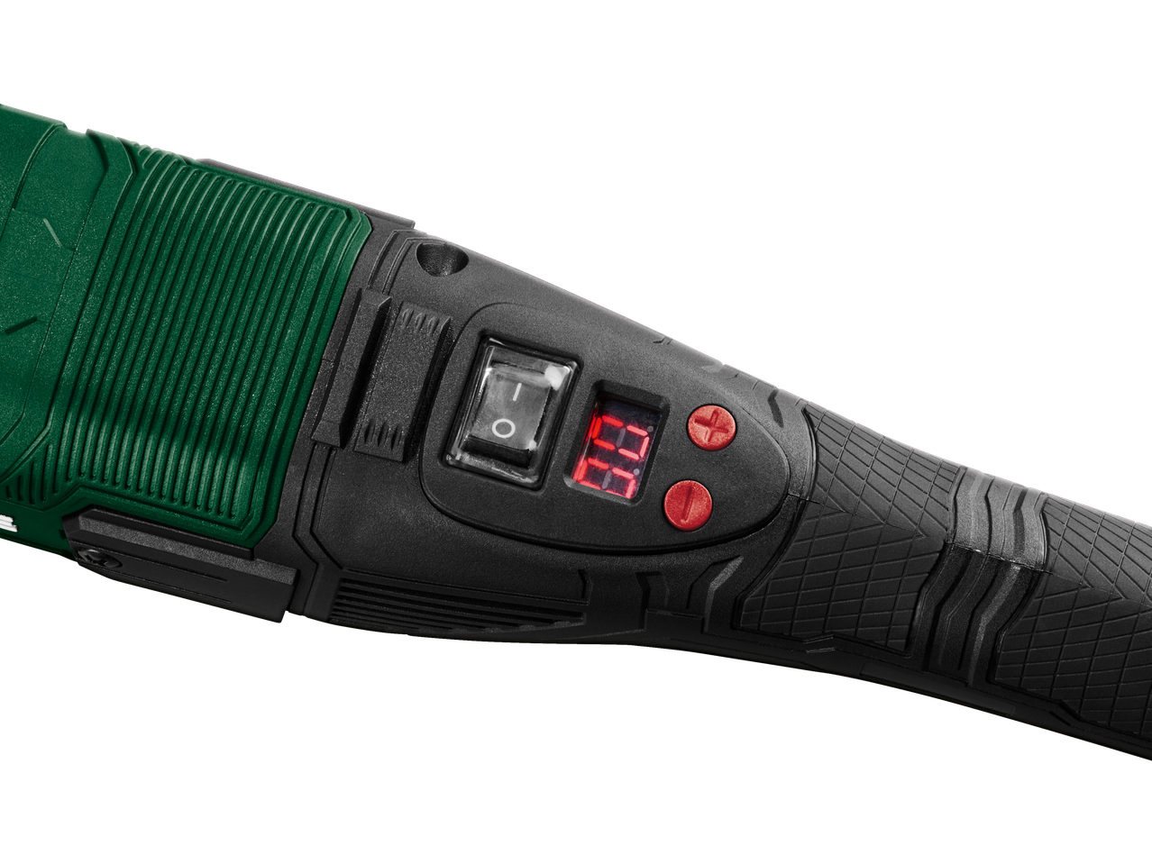 PARKSIDE polírozógép vadības panelis ar ieslēgšanas/izslēgšanas slēdzi un digitālo displeju.