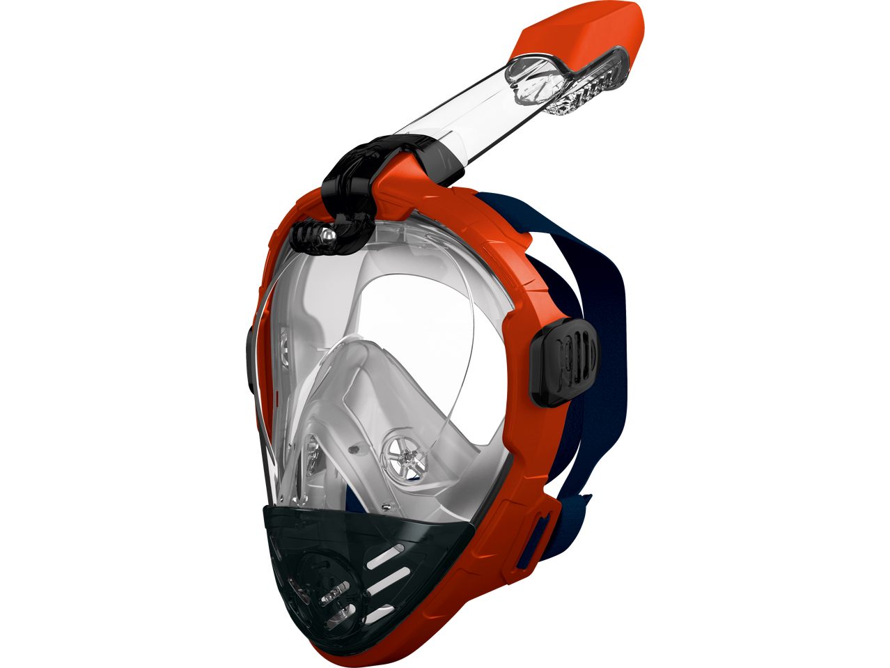 CRIVIT Premium Snorkel Mask in orange and black with a clear full-face visor.