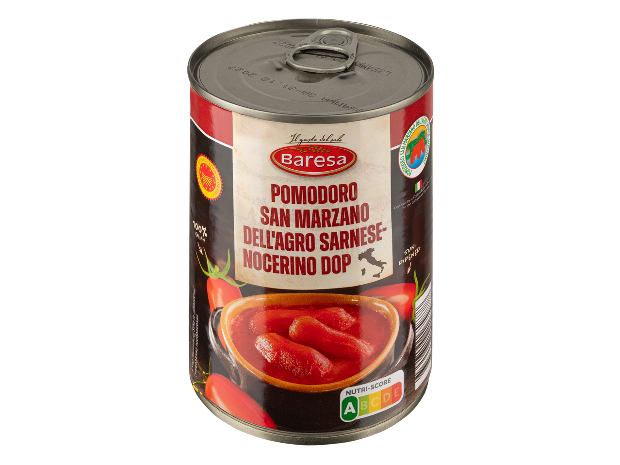 Baresa San Marzano paradicsom konzerv Nutri-Score A jelöléssel