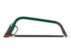 Green and black bow saw with a red tension lever