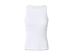 Weißes, geripptes Damen-Tanktop mit Rundhalsausschnitt