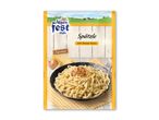 Spätzle med ostesauce, 2 portioner, 145g, med et alpefest-tema.