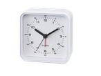 White quartz alarm clock.