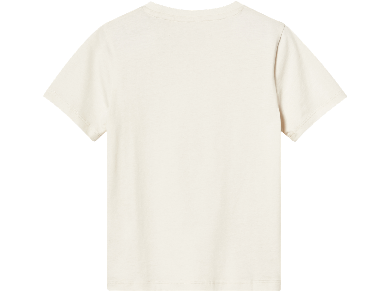 Vedere din spate a unui tricou crem.
