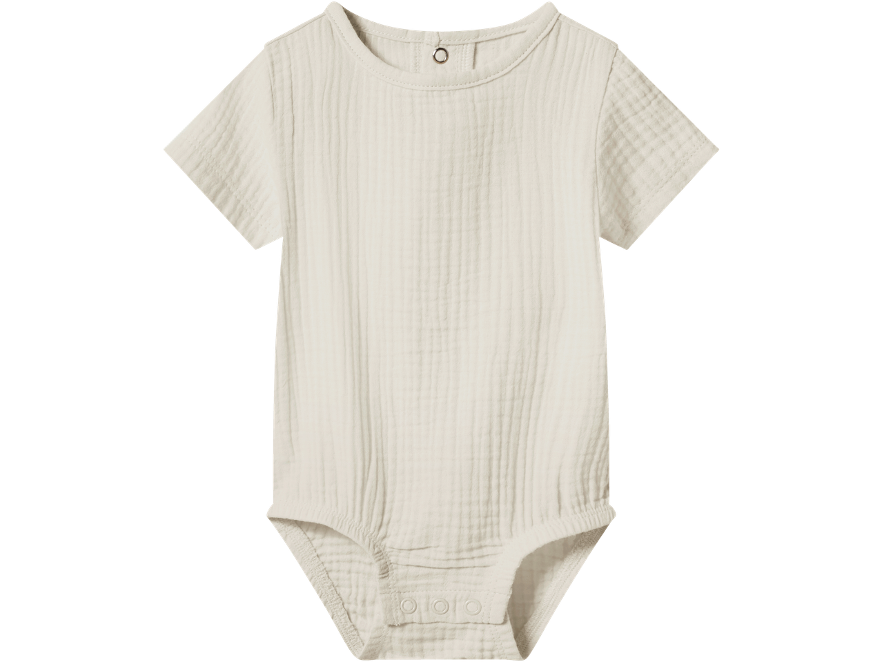 Body de bebeluși LUPILU din muselină bej, cu mâneci scurte și capse.
