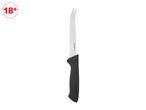 An 18' black-handled paring knife.