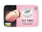 Pakiranje sladoleda Bon Gelati Ice Trio z okusi jagode, vanilije in čokolade.