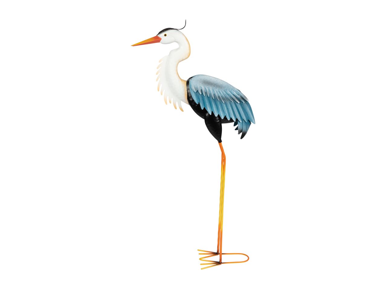 Go to full screen view: Livarno Home Metal Heron Bird Ornament - White/Blue - Image 1