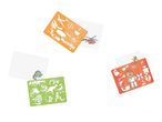 Three colorful reusable stencils featuring various animal and nature designs.