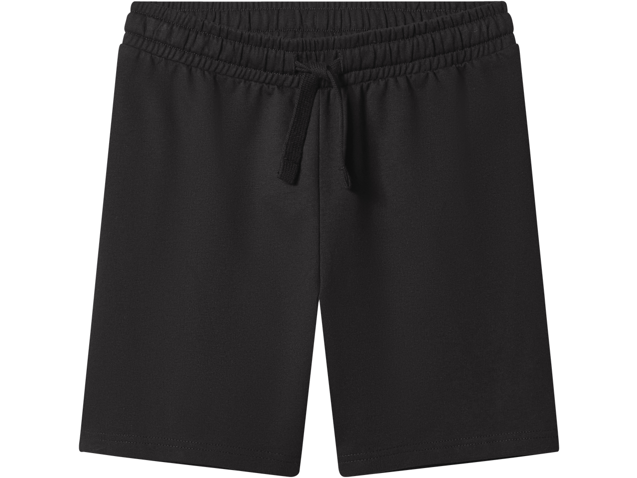 Crne dječje jersey kratke hlače s elastičnim pojasom i vezicom.