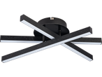 Candeeiro de teto LED preto moderno com quatro braços de luz cruzados