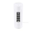 A white personal fan with a visible grill.