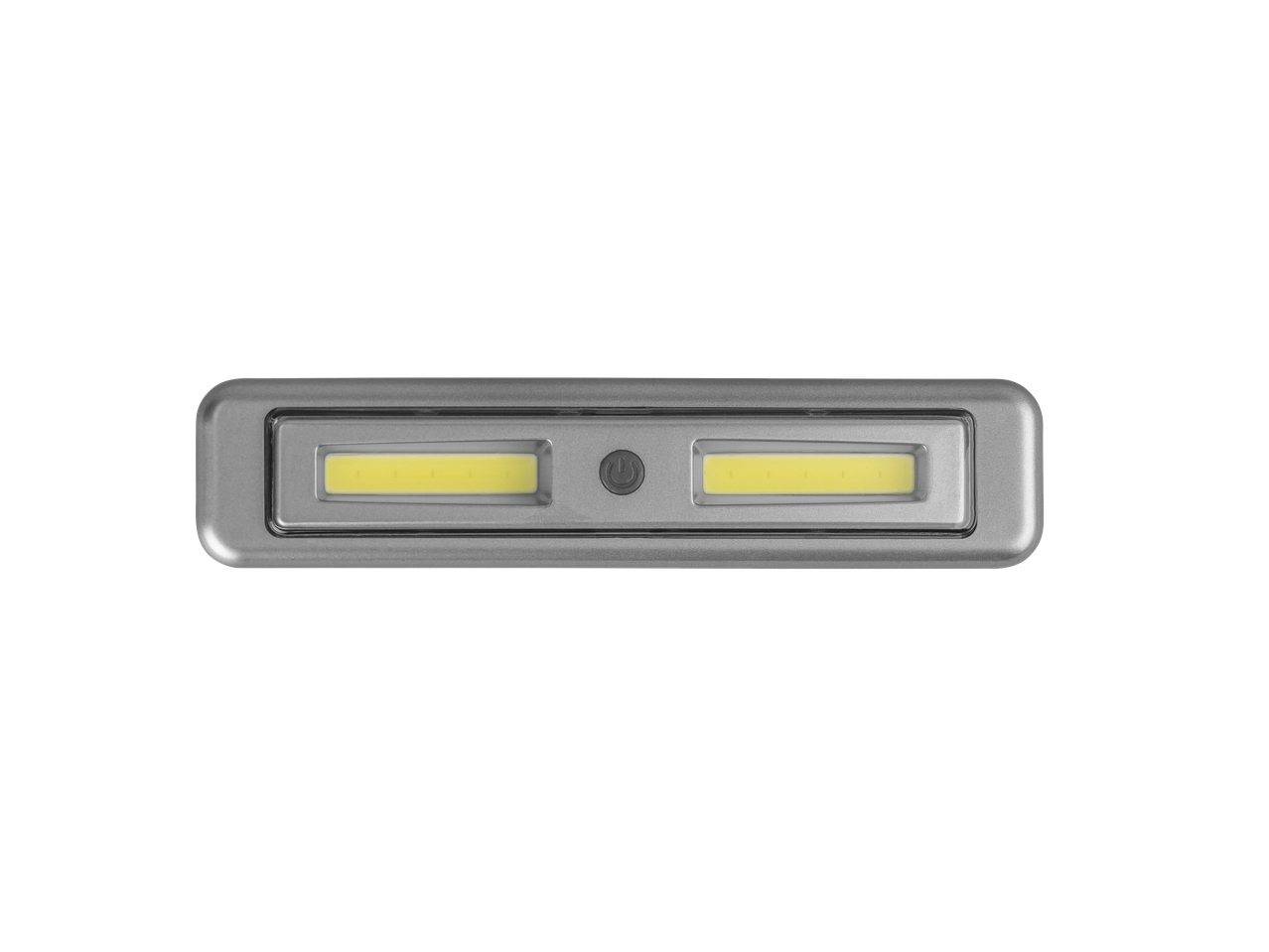 Luz de teto LED cinza prata com duas luzes.