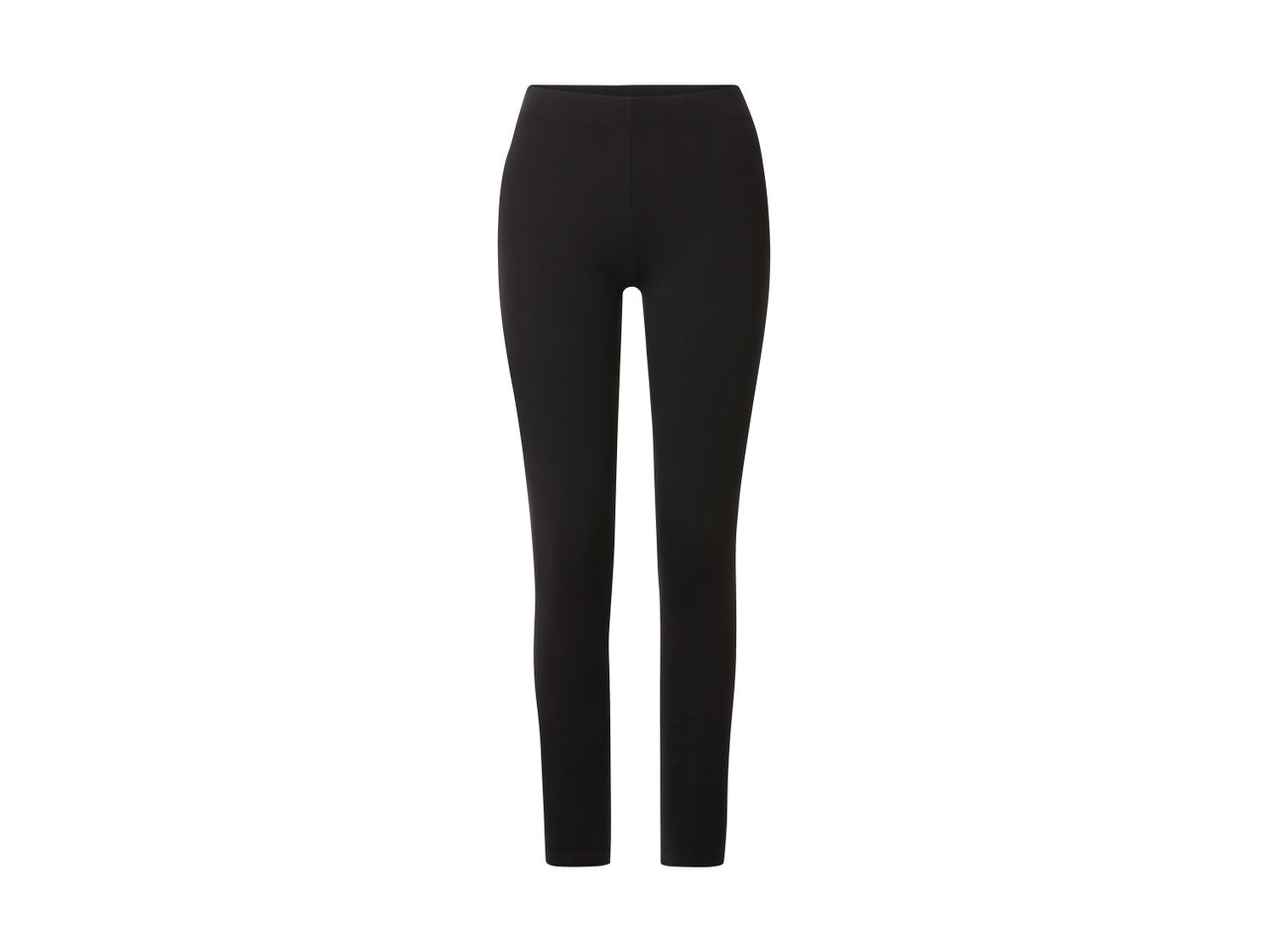 Black women's leggings with a high waist, made from a stretchy fabric.