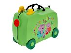 Green children's ride-on suitcase with Peppa Pig family and text 'Together Play Family'