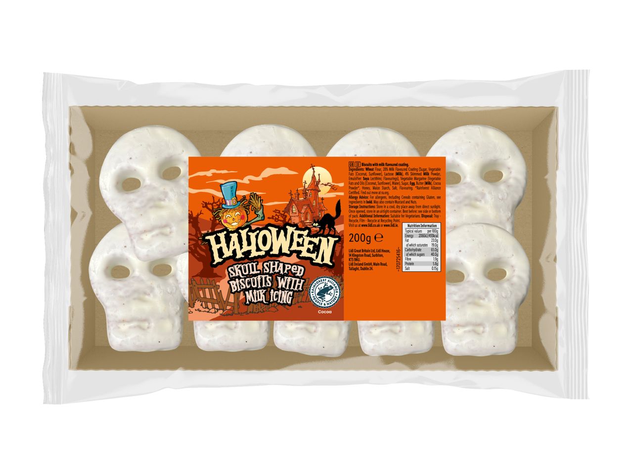 Go to full screen view: Halloween Iced Skull Biscuits/​Pumpkin Shaped Biscuits - Image 2