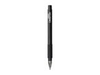 Black mechanical pencil with a textured grip and a white logo on the barrel.