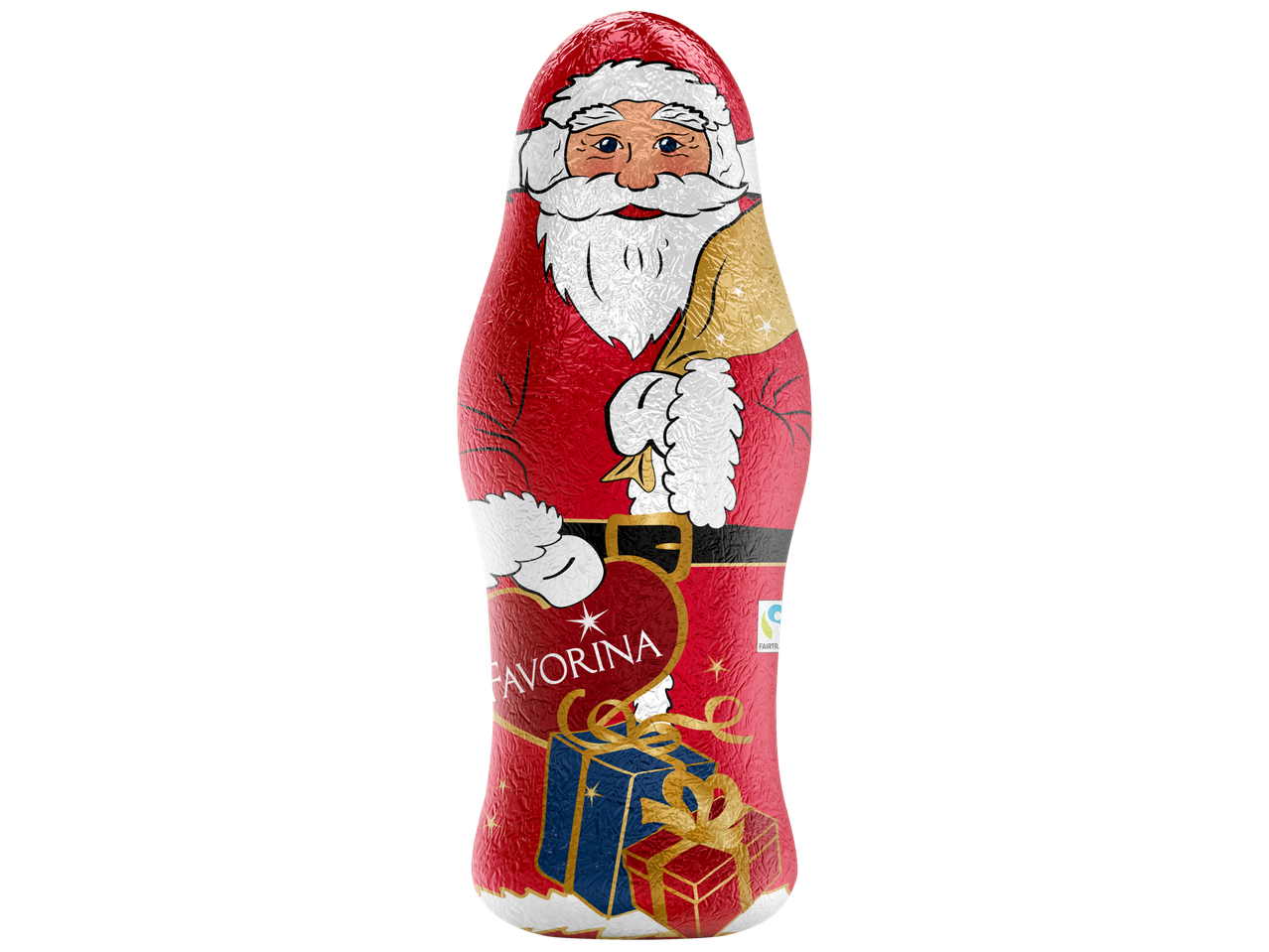 Favorina Santa Claus chocolate figure in red foil with gifts