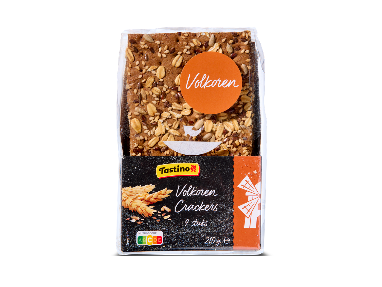 Tostino Volkorén crackers: volkoren crackers met zaden.